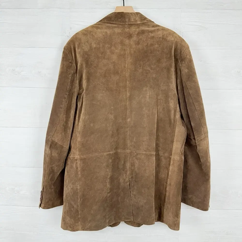 Apt.9 Suede Leather Sport‎ Coat Blazer Men Size 46 R Brown Western Pockets